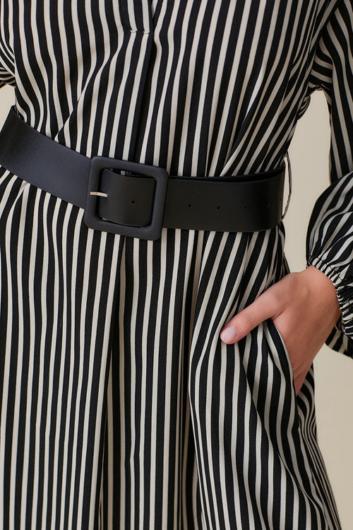 Naila Striped Belted Dress