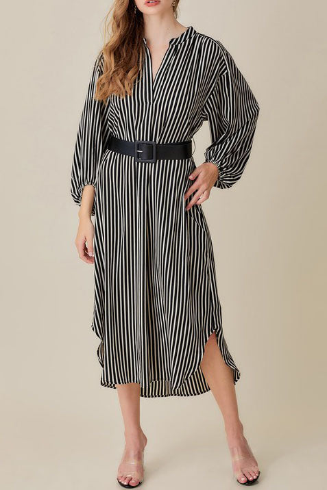 Naila Striped Belted Dress
