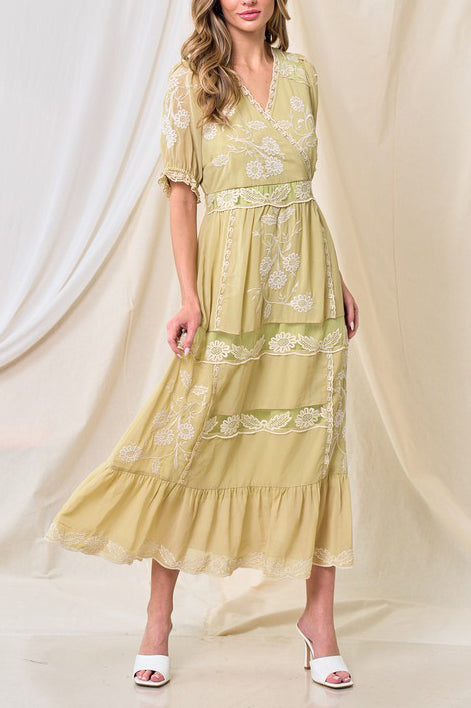 Kamilah Embroidery Chiffon Dress