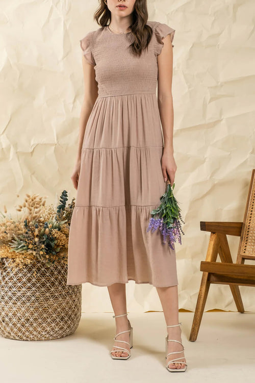 Dana Tiered Cap Sleeve Midi Dress Dana Tiered Cap Sleeve Midi Dress