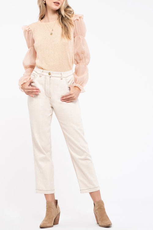 Malika Contrast Sleeve Sweater Top