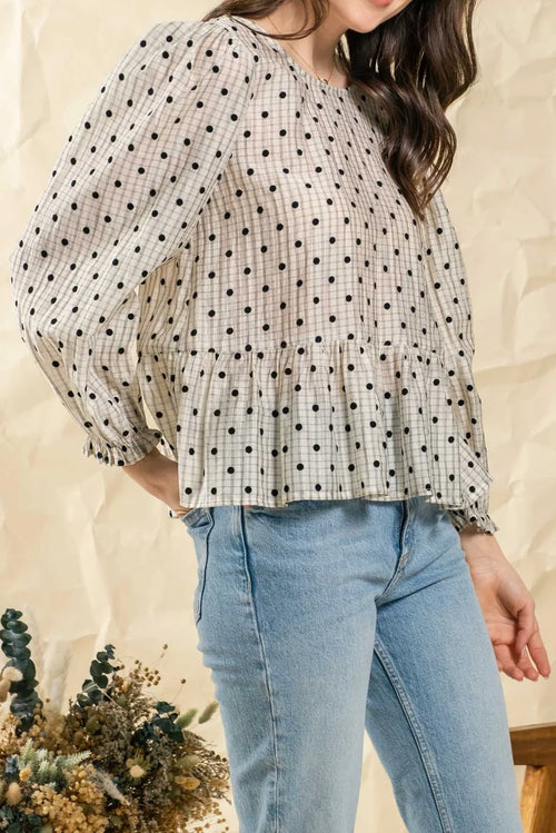 Nora Polka Dotted Back Tie Top