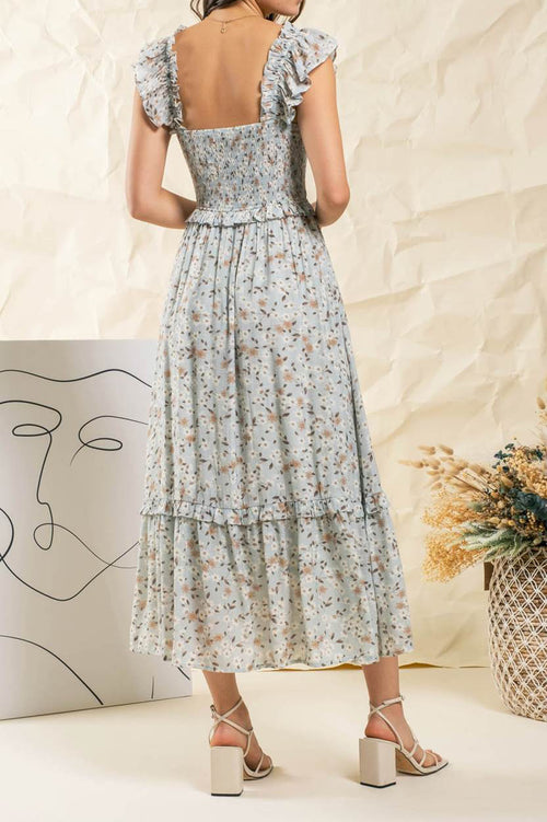 Stunning Lulu Ruffle Floral Midi Dresses at Zaynoona Stunning Lulu Ruffle Floral Midi Dresses at Zaynoona