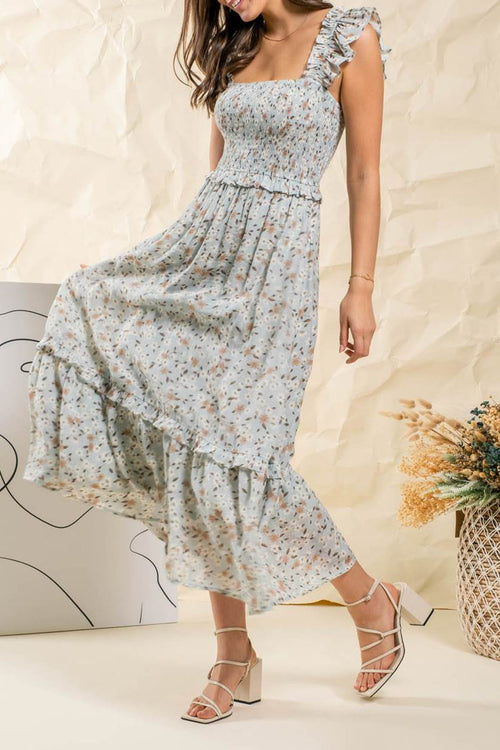 Lulu Ruffle Floral Midi Dress
