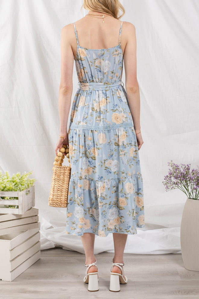 Amal Lace Ruffle Midi Dress