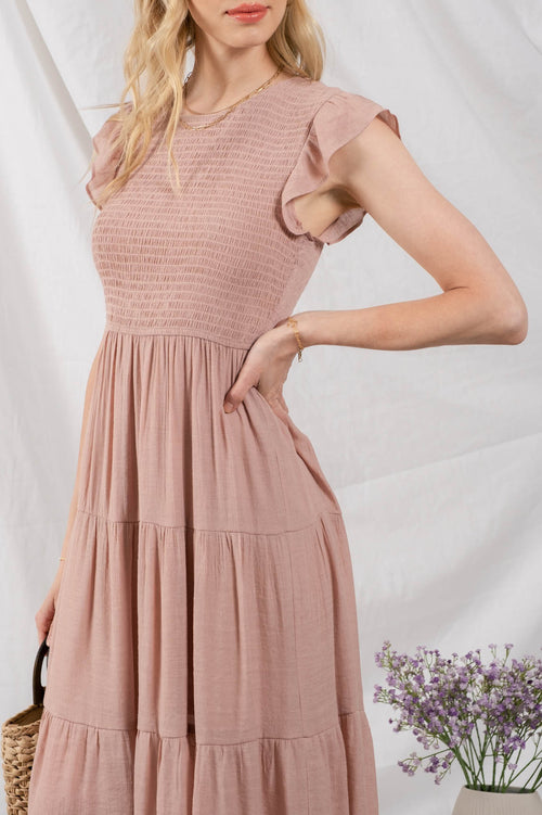Dana Tiered Cap Sleeve Midi Dress Dana Tiered Cap Sleeve Midi Dress