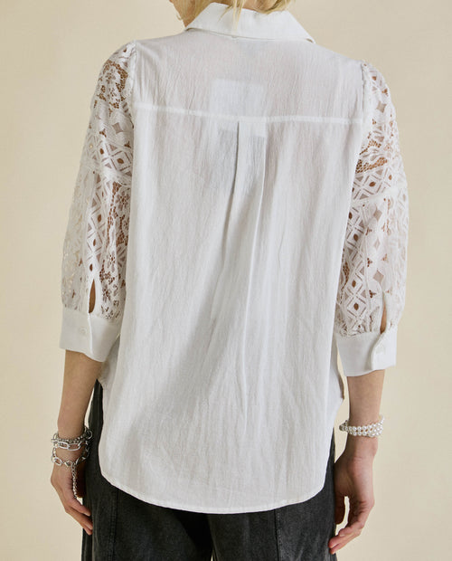 Wasila Lace Sleeve Button-Down Shirt