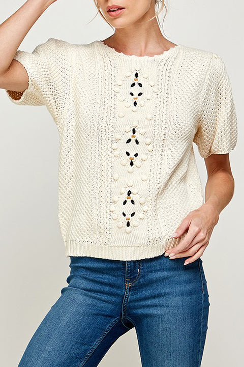 Dani Short-Sleeve Sweater Top