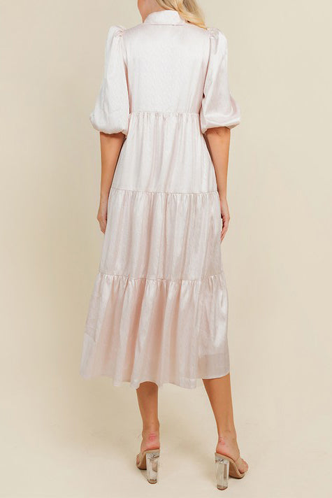 Asiya Puff Sleeved Midi Dress