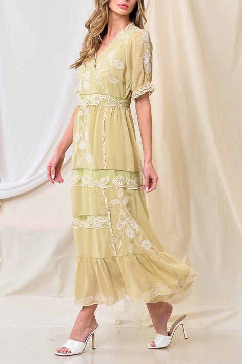Kamilah Embroidery Chiffon Dress